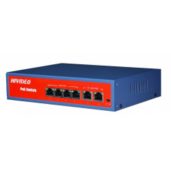 Коммутатор HIVIDEO HI-42P100MPOE, Switch POE 4-х портовый 100/10MB